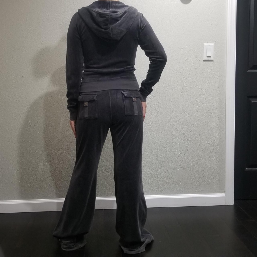 Vintage Juicy Couture TrackSuit Matching Set Gray Medium Jacket Pants Pockets